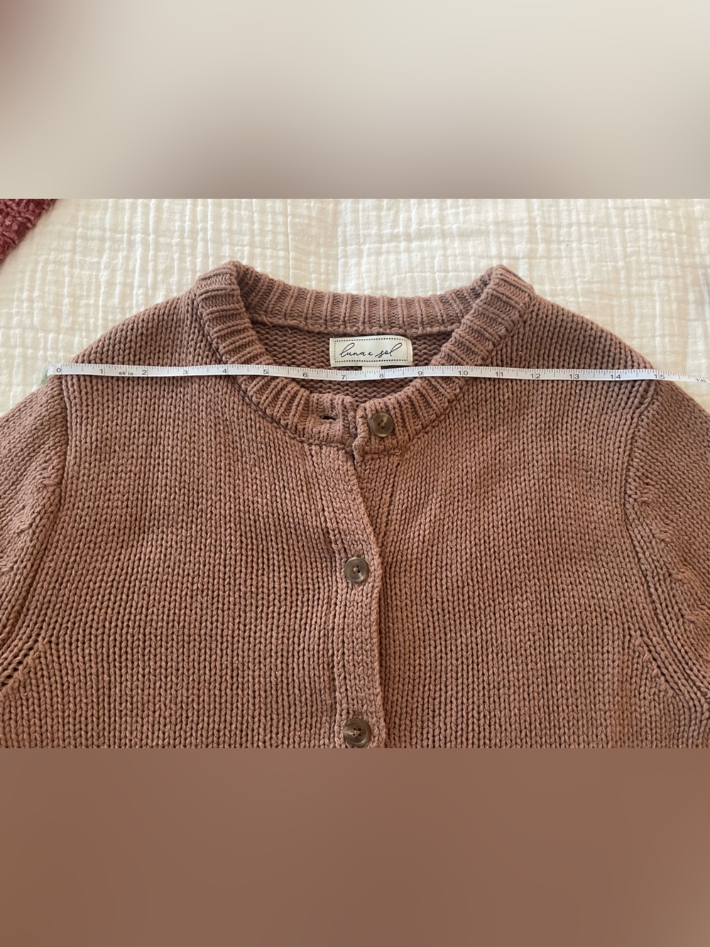 Chunky Brown Crewneck Button Cardigan Sweater size small - Picture 9 of 11